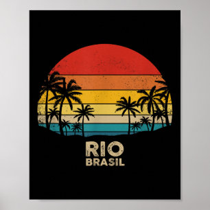 Vintage Rio De Janeiro - Brasilien Beach Souvenir Poster