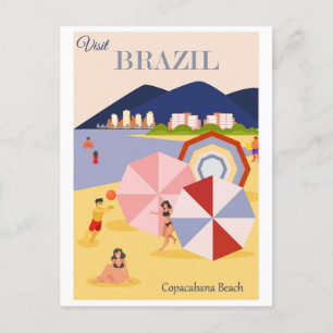 Vintage Rio de Janeiro Brasilien Copacabana Beach Vykort