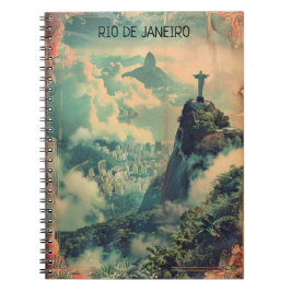 Vintage Rio de Janeiro Travel Jesus Statue Anteckningsbok