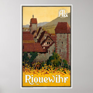 Vintage Riquewihr Frankrike Travel Poster