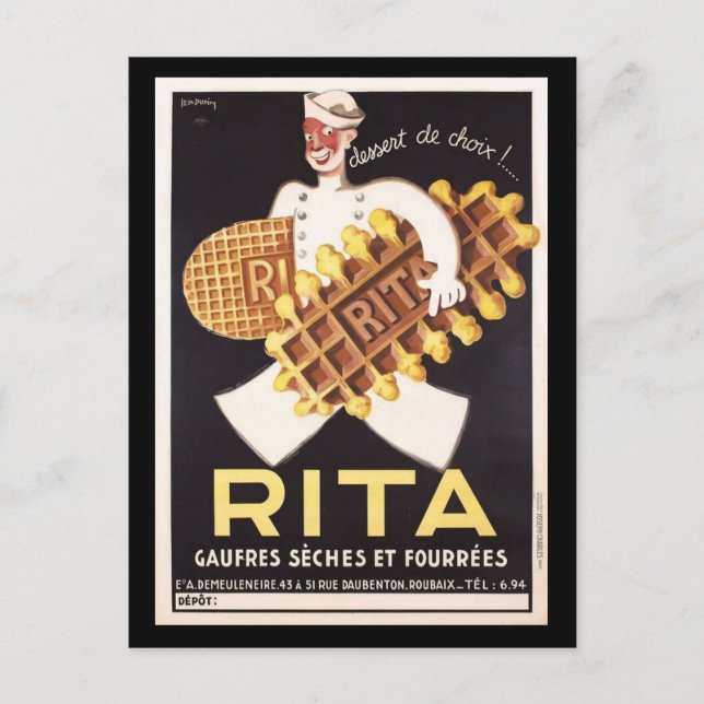 Vintage Rita Biscuit Ad Vykort (Framsida)
