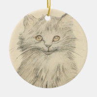 Vintage ritar prydnaden för teckningkattporträtt