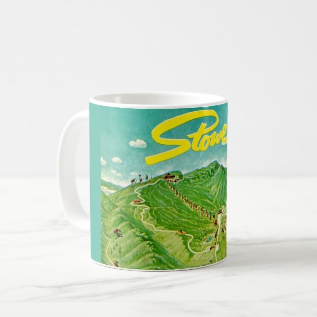Vintage ritning av Stowe Vermont-mugg Kaffemugg (Framsida vänster)