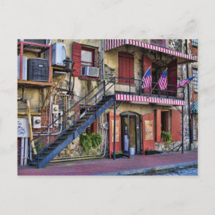 Vintage River Street Savannah Georgia Travel Photo Vykort