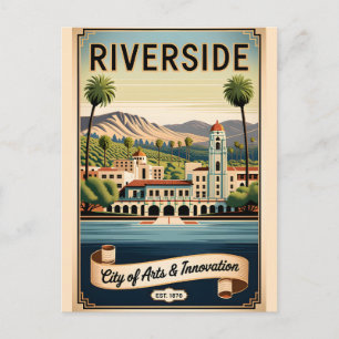 Vintage Riverside Kalifornien Stad av konst Retro  Vykort