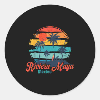 Vintage Riviera Maya Mexico Beach Vibes Vacation S Runt Klistermärke