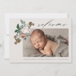 Vintage ro blommigt baby fotofödelsemeddelande inbjudningar