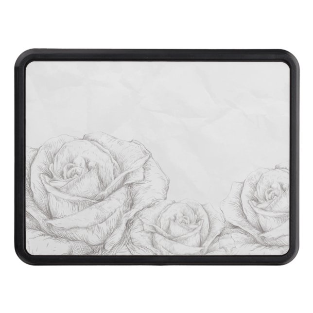 Vintage Ro Blommigt Grått dekorativ  Dragkroksskydd (Framsidan)