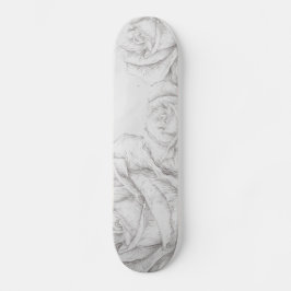 Vintage Ro Blommigt Grått dekorativ  Skateboard Bräda 20,5 Cm