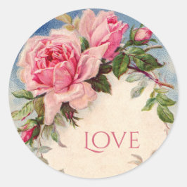 Vintage Ro Blommigt Stickers Runt Klistermärke