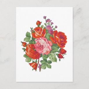 Vintage ro bouquet vykort