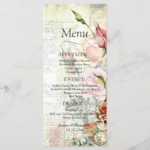 Vintage Ro Bröllop Menu