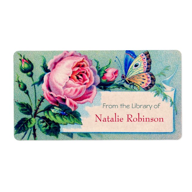 Vintage Ro & Butterfly Bookplate Fraktsedel (Framsidan)