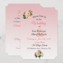 Vintage Ro Champagne Blommigt Bröllbjudan