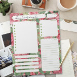 Vintage Ro Daily Planner Notes och To Do List Anteckningsblock<br><div class="desc">Vintage Retro Röd ros Daily Planner Notes och To Do List</div>