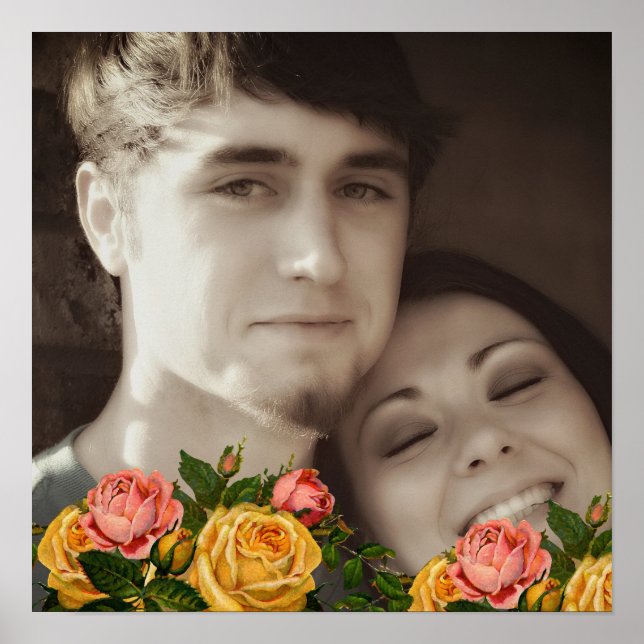 Vintage Ro Ditt foto Bröllop Poster (Framsidan)