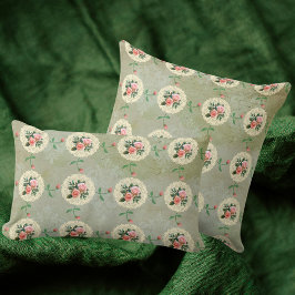 Vintage Ro Doily Grönt Damask Kudde
