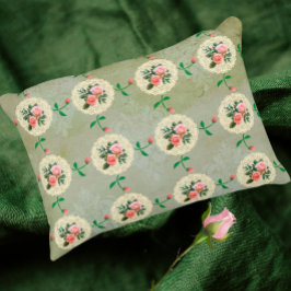 Vintage Ro Doily Grönt Damask Prydnadskudde