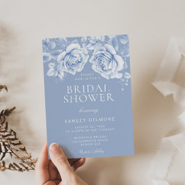 Vintage Ro Elegant, blå Möhippa Inbjudningar