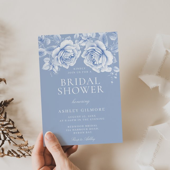 Vintage Ro Elegant, blå Möhippa Inbjudningar (Skapare uppladdad)