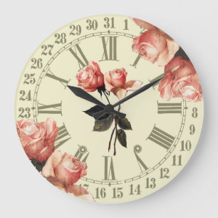 Vintage Ro Ephemera Large Clock Stor Klocka
