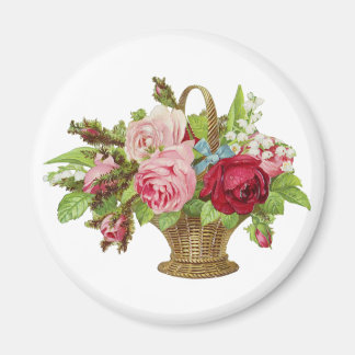 Vintage Ro Flower Basket Magnet