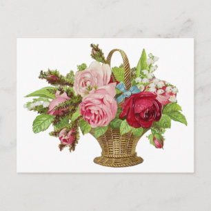 Vintage Ro Flower Basket Vykort