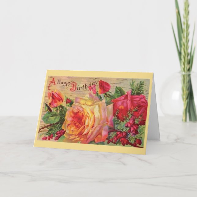 Vintage Ro födelsedagskort Kort (Framsida)