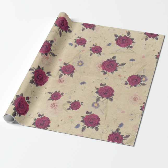 Vintage Ro Garden Elegant Snyggt Presentpapper (Utrullad)