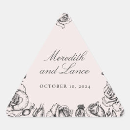 Vintage Ro Gräns Rosa Bröllopstiftare Triangelformat Klistermärke