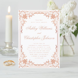Vintage Ro Guld Antique Ornate White Bröllop Inbjudningar