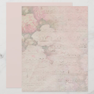 Vintage Ro Guld Blommigt Musik noter