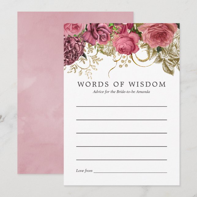 Vintage Ro Guld och  Möhippan Inbjudningar (Fram/baksida)