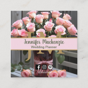 Vintage Ro Guld Söt Rosa Fyrkantigt Visitkort