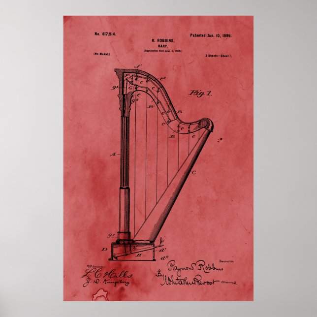 Vintage Ro Harp Patent Poster (Framsidan)