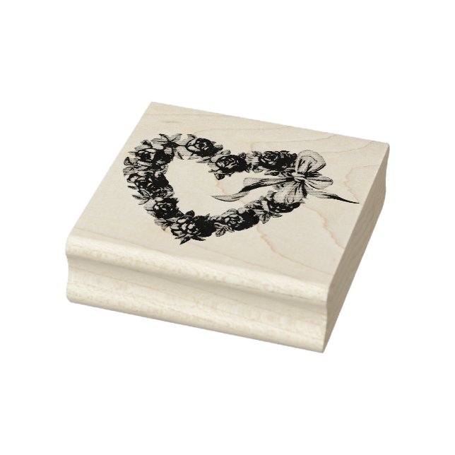 Vintage Ro Hjärtat Blommigt Utandning Söt Bröllop Stämpel (Stämpel)