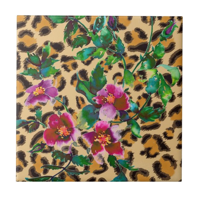 Vintage Ro - leopard print Kakelplatta (Framsidan)