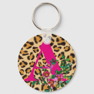 Vintage Ro - leopard print - monogrammad Nyckelring