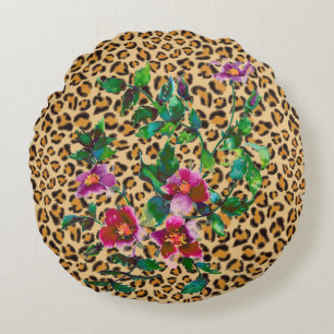 Vintage Ro - leopard print Rund Kudde