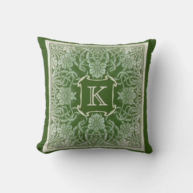Vintage Ro Monogram Cushion In Emerald Kudde (Framsida)