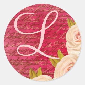 Vintage Ro Monogram L Bröllop säl Runt Klistermärke