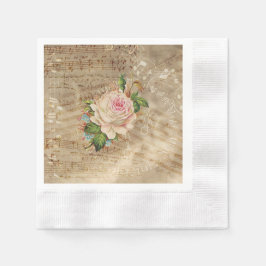 Vintage Ro Musik noter Papper Cocktail Napkin Pappersservett