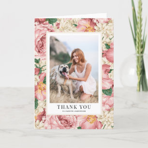 Vintage Ro och Hydrangea Studenten Photo Tack Kort