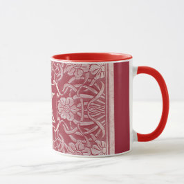 Vintage Ro och Lillies i rött monogram Mugg