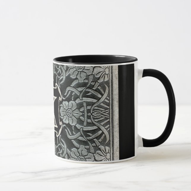Vintage Ro och Lillies i svart monogram Mugg (Höger)