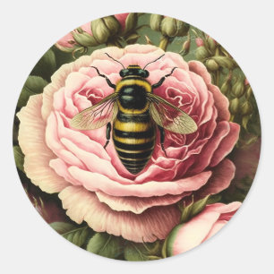 Vintage Ro och Queen Bee Runt Klistermärke
