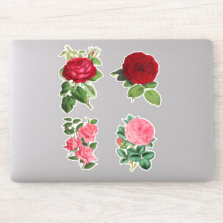 Vintage Ro röd och rosa 4 biet dekuppsättning Klistermärken