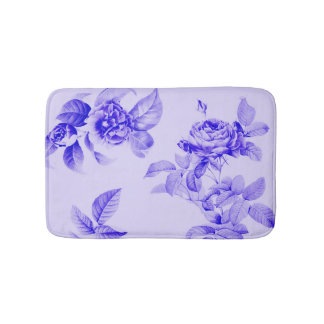 Vintage Ro Romantic Flowers Lavender Blue Badrumsmatta