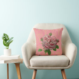 Vintage Ro Rosa Guld Damask Kudde