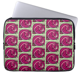 Vintage Ro Rosa och Grönt blommönster Laptop Sleeve